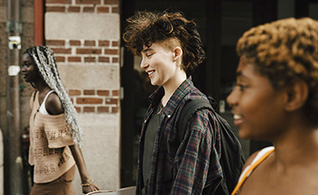 Young people walking together