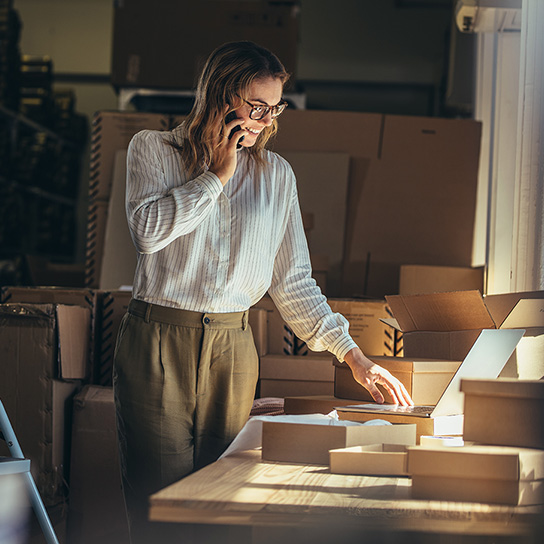 Woman on laptop in workplace