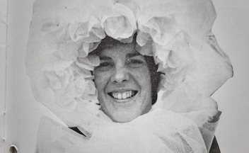 RSA worker in her Easter bonnet at the 1950 parade.
