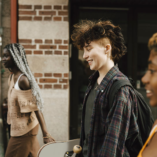 Young people walking together