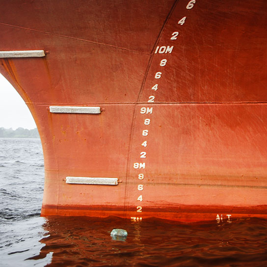 Close up of side of ship