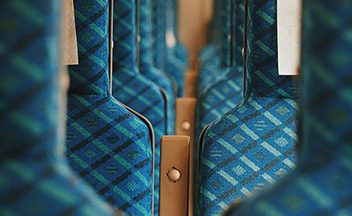Close up of train seats