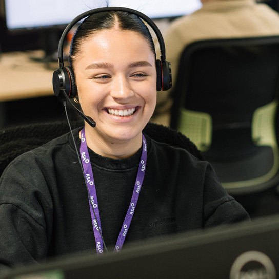 Young girl in call centre in Peterborough office
