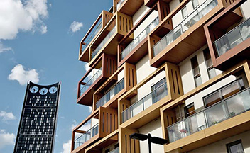 Side view of modern apartment building