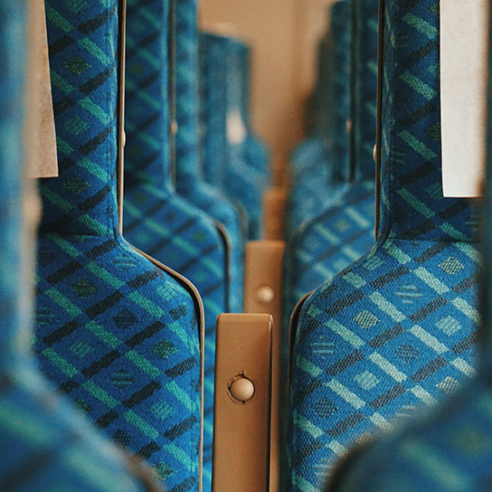 Close up of train seats