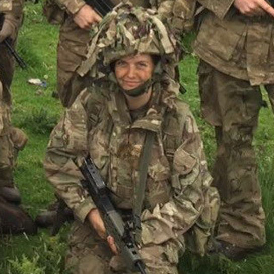Vickie Holmes in army uniform