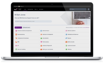 Image of laptop showing the RSA business support hub on the screen as an example.