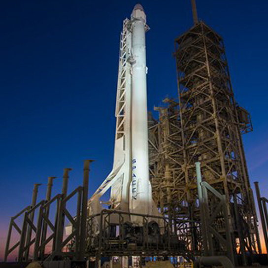 SpaceX rocket in the dark