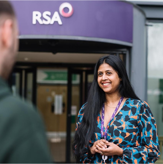 Woman standing outside the RSA building