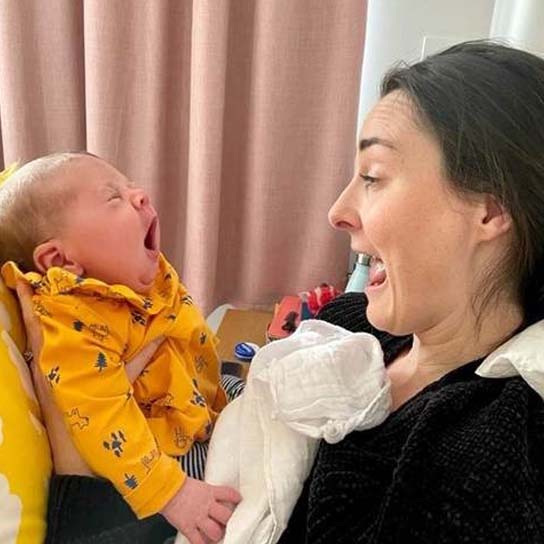 Sarah Mantle-Gray with her baby daughter Margot