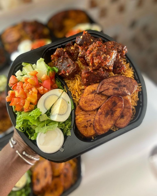 jollof rice served at a Nigerian wedding